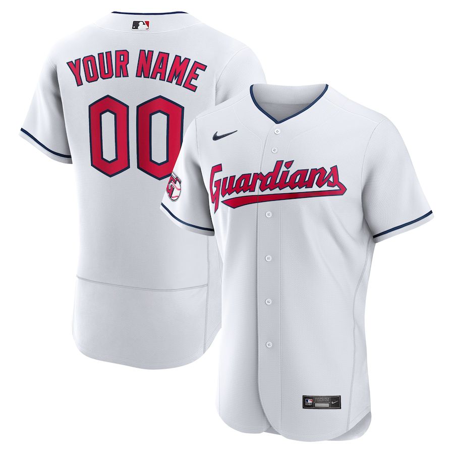 Men Cleveland Guardians Nike White Official Authentic Custom MLB Jersey